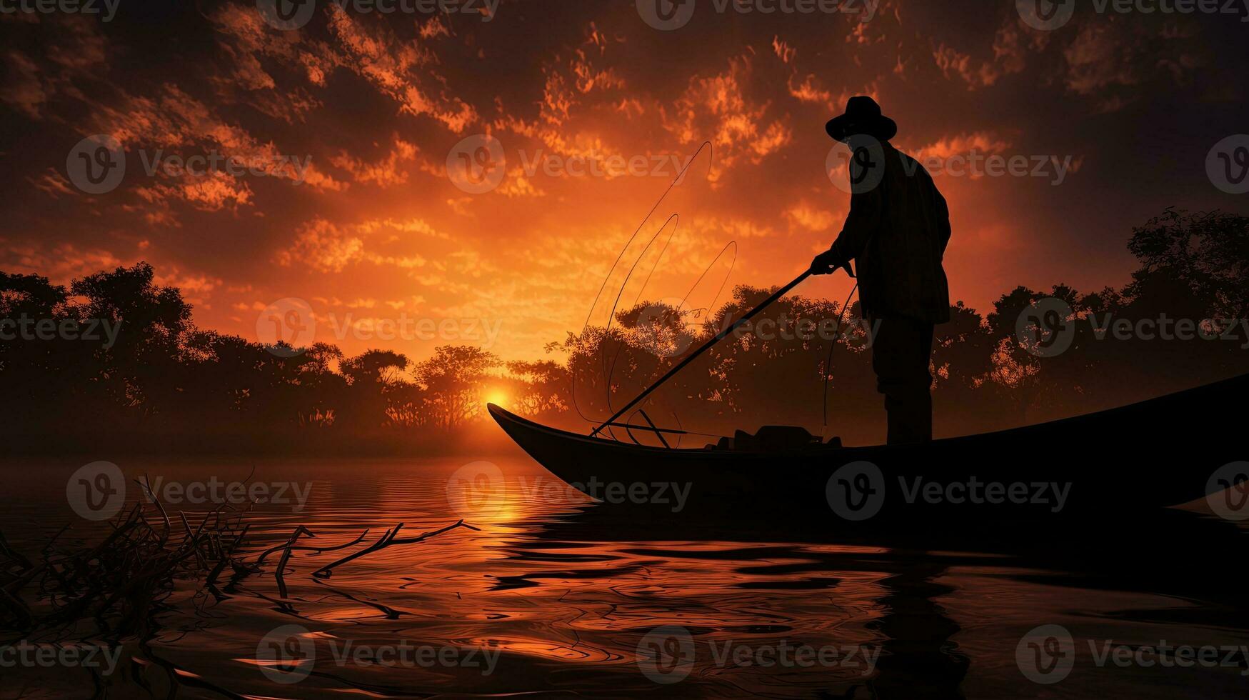 pescador s contorno. silhueta conceito foto