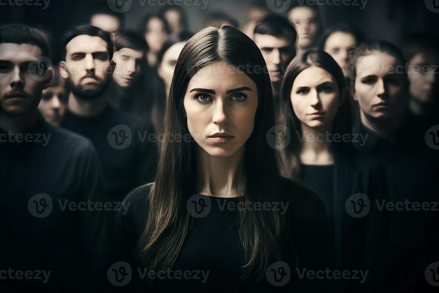 mulheres vestido Preto limítrofe. gerar ai foto