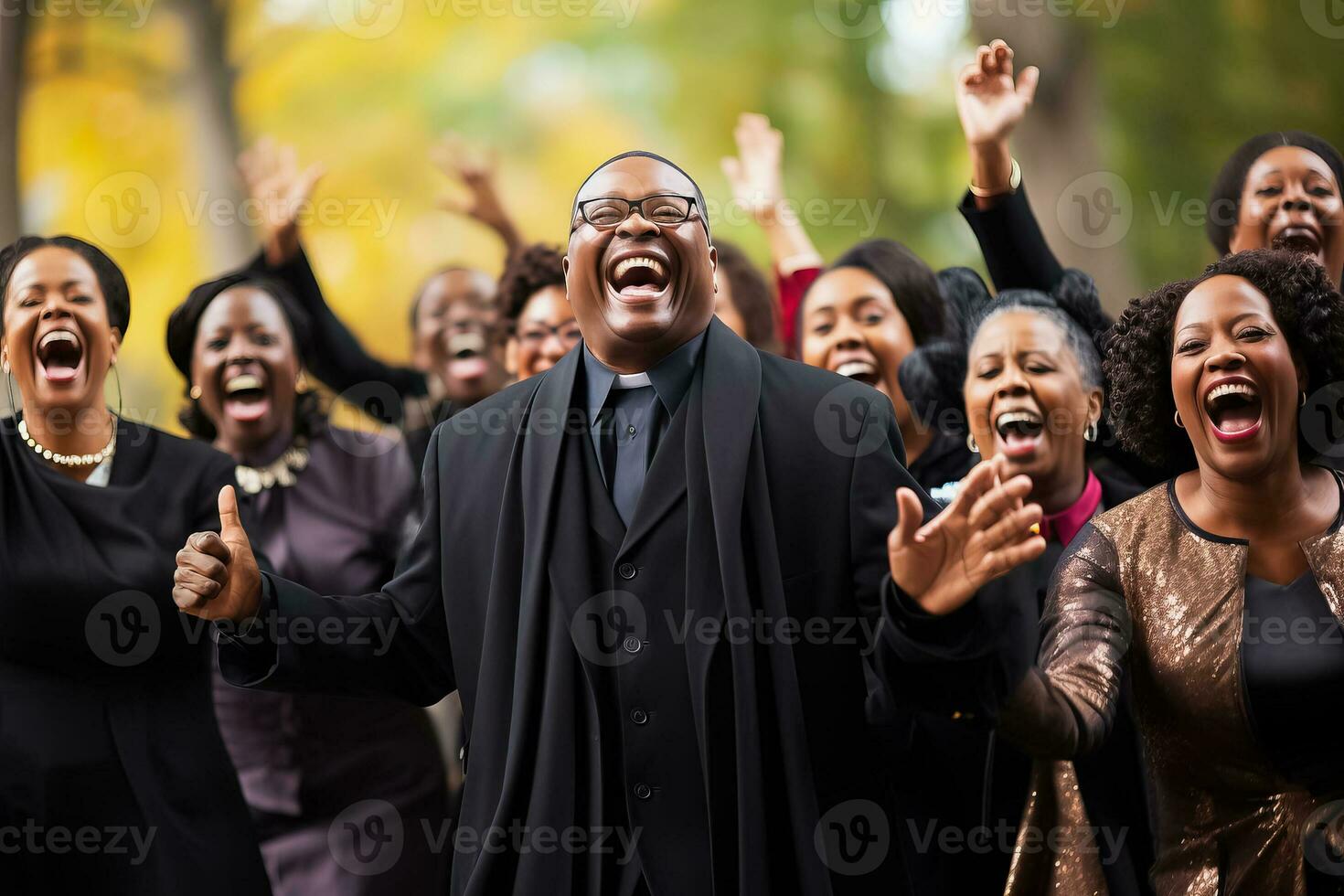 cristão Evangelho cantores dentro uma parque elogiando foto