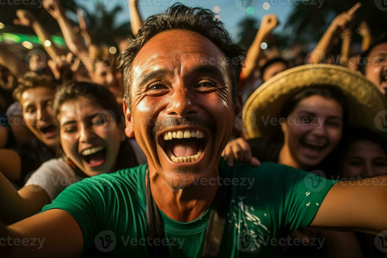 mexicano de praia futebol fãs a comemorar uma vitória foto