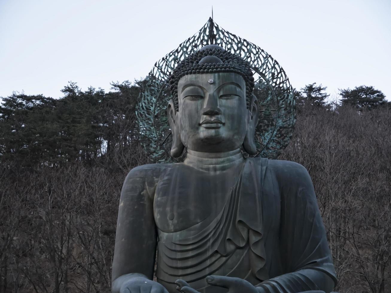 grande estátua de Buda no parque nacional de seoraksan. Coreia do Sul foto