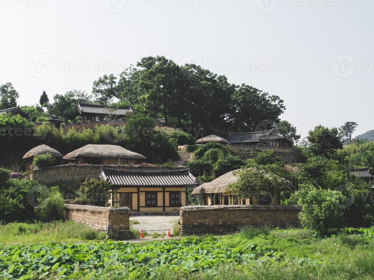 casas asiáticas na aldeia tradicional, coreia do sul foto