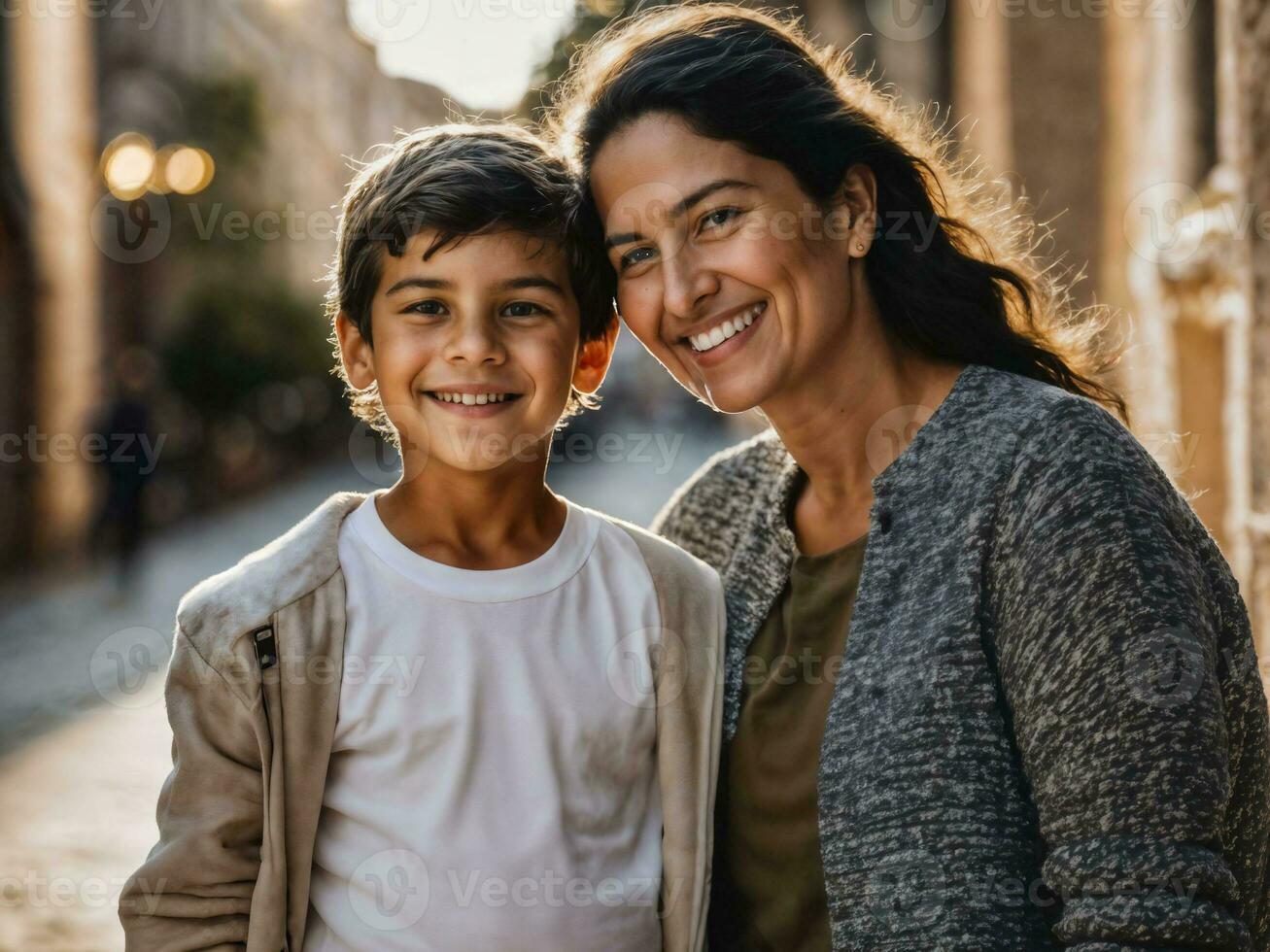 foto do feliz família mãe e filho, generativo ai