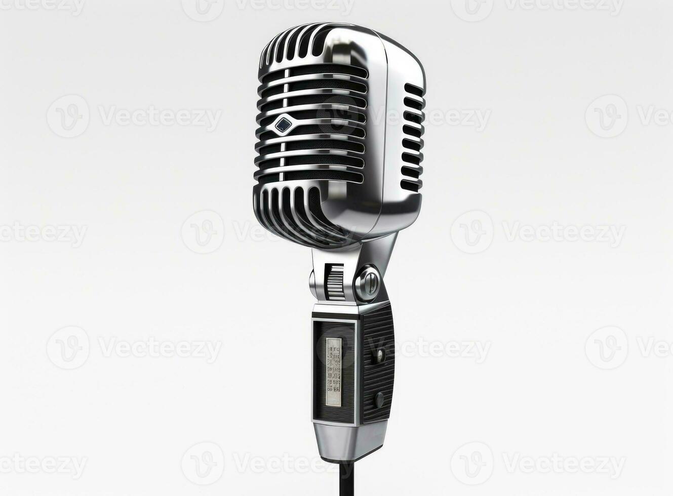 velho microfone isolado em branco fundo. generativo ai foto