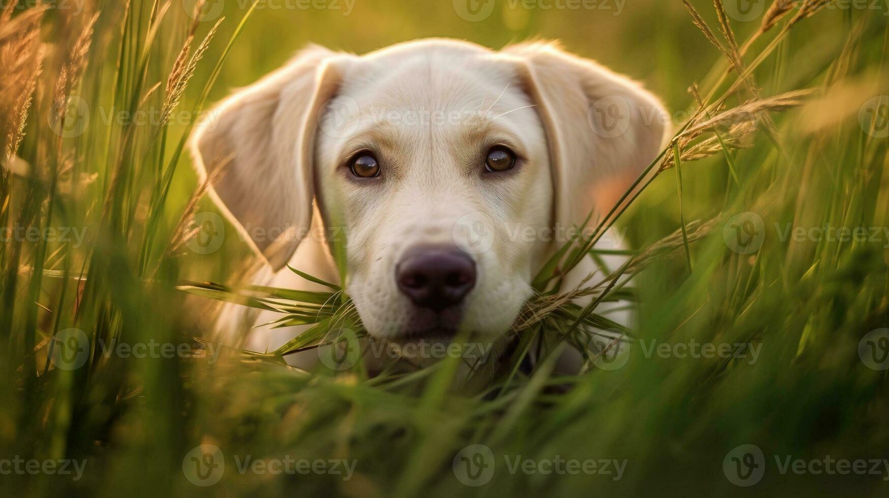 retrato do uma lindo cachorro dentro a campo generativo ai, ai gerado foto