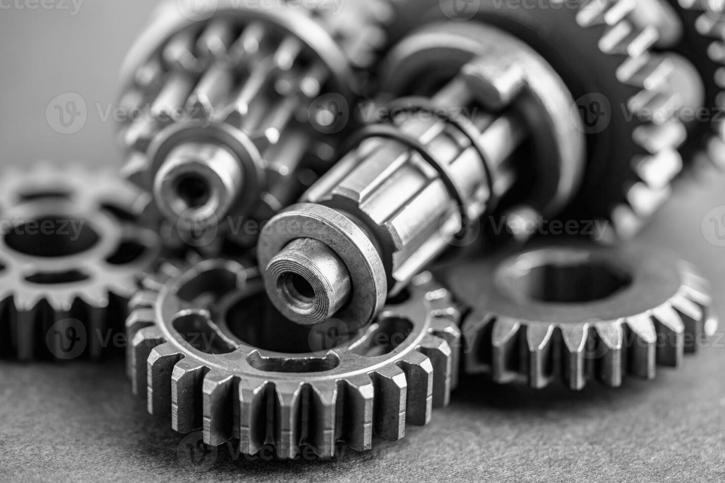 engrenagem e engrenagens rodas, relógio mecanismo, latão metal motor industrial. foto