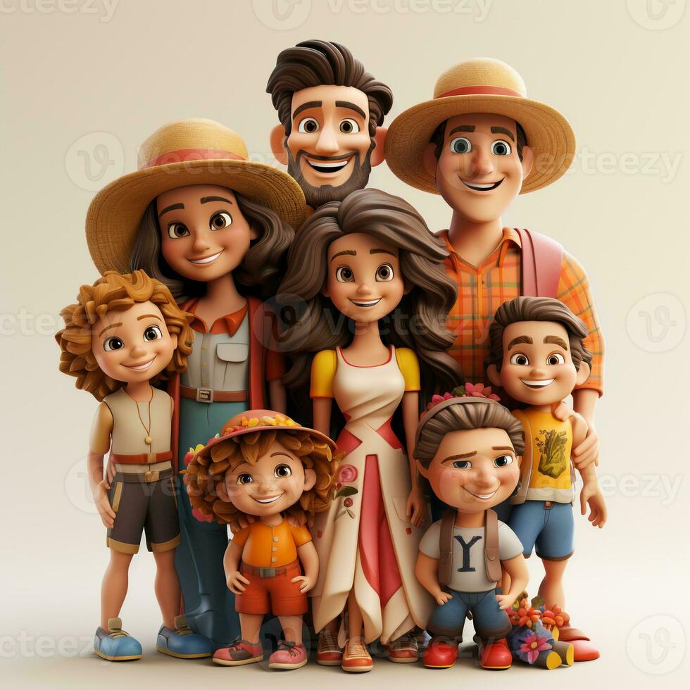 3d desenho animado fofa colombiano famílias personagens foto