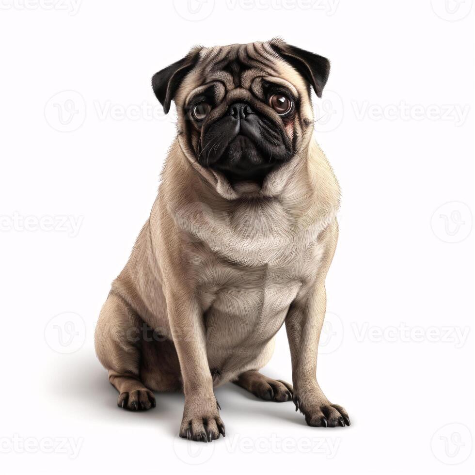 ai generativo pug procriar cachorro isolado em uma Claro branco fundo foto