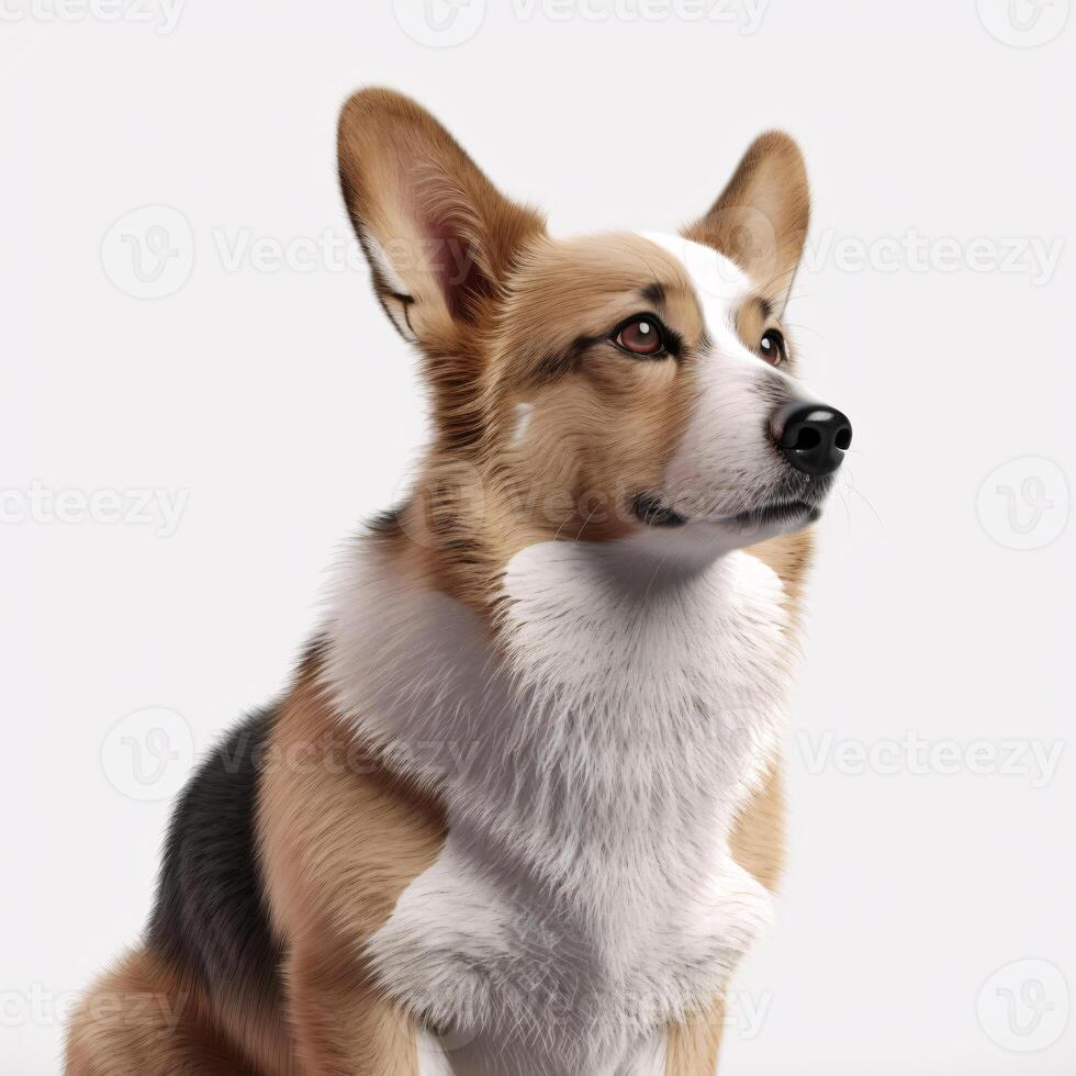 ai generativo casaco galês corgi procriar cachorro isolado em uma Claro branco fundo foto