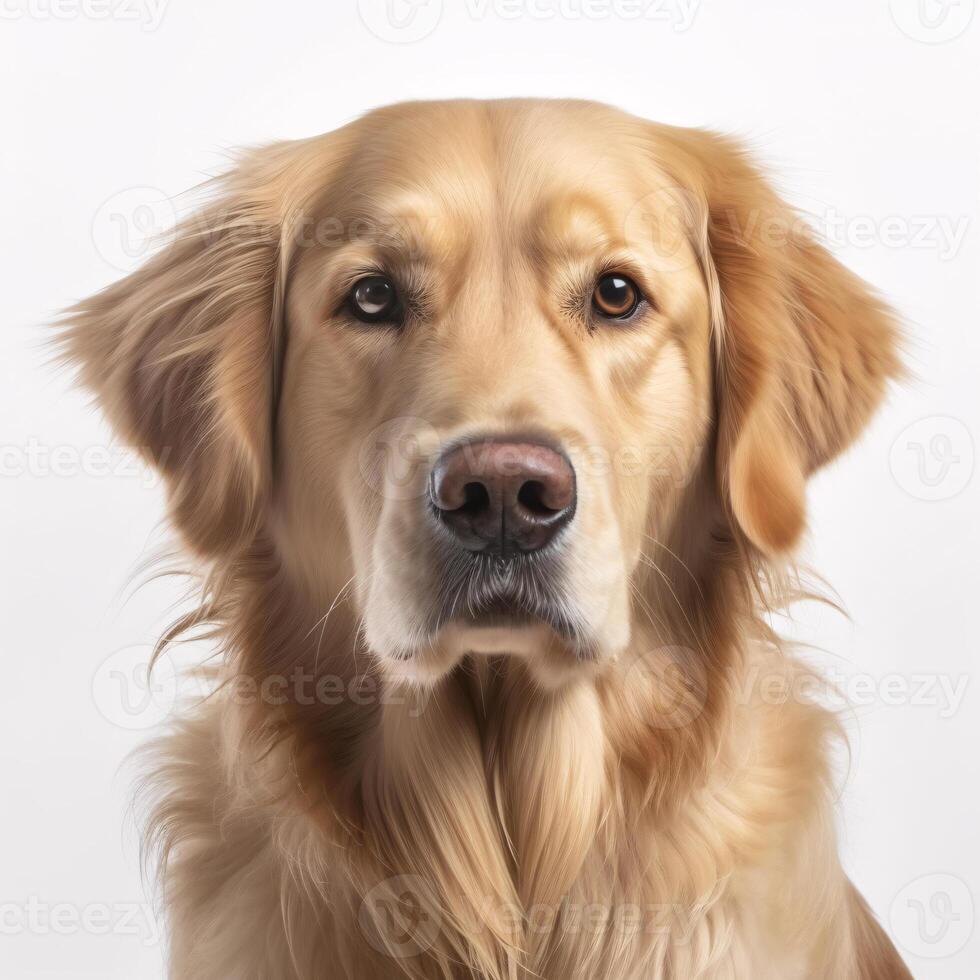 ai generativo dourado retriever procriar cachorro isolado em uma Claro branco fundo foto