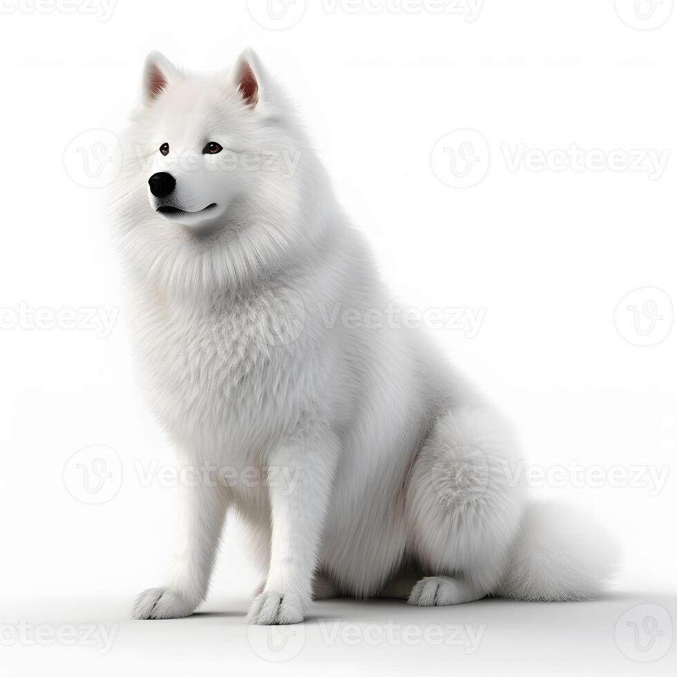 ai generativo samoiedo procriar cachorro isolado em uma Claro branco fundo foto