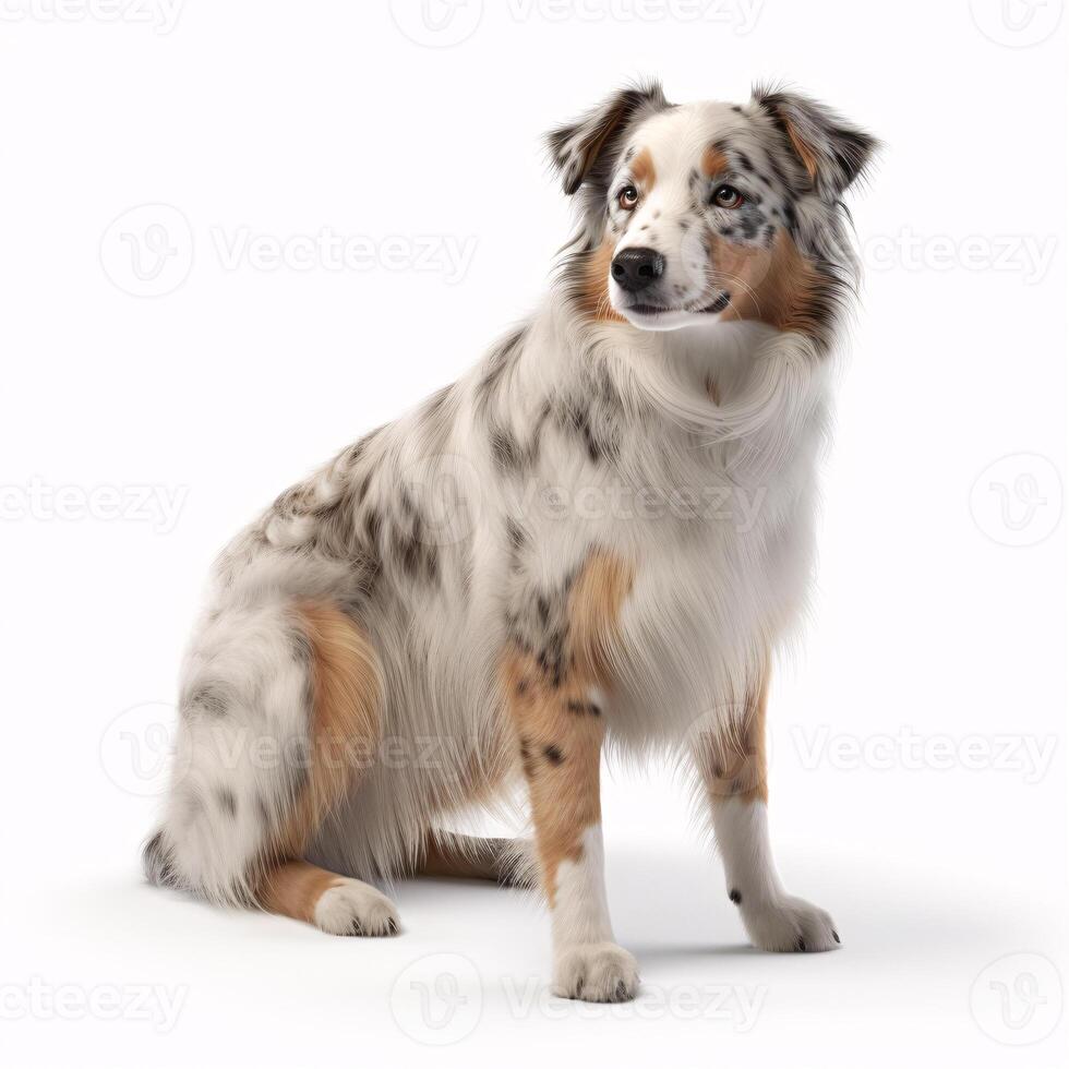 ai generativo australiano pastor procriar cachorro isolado em uma Claro branco fundo foto