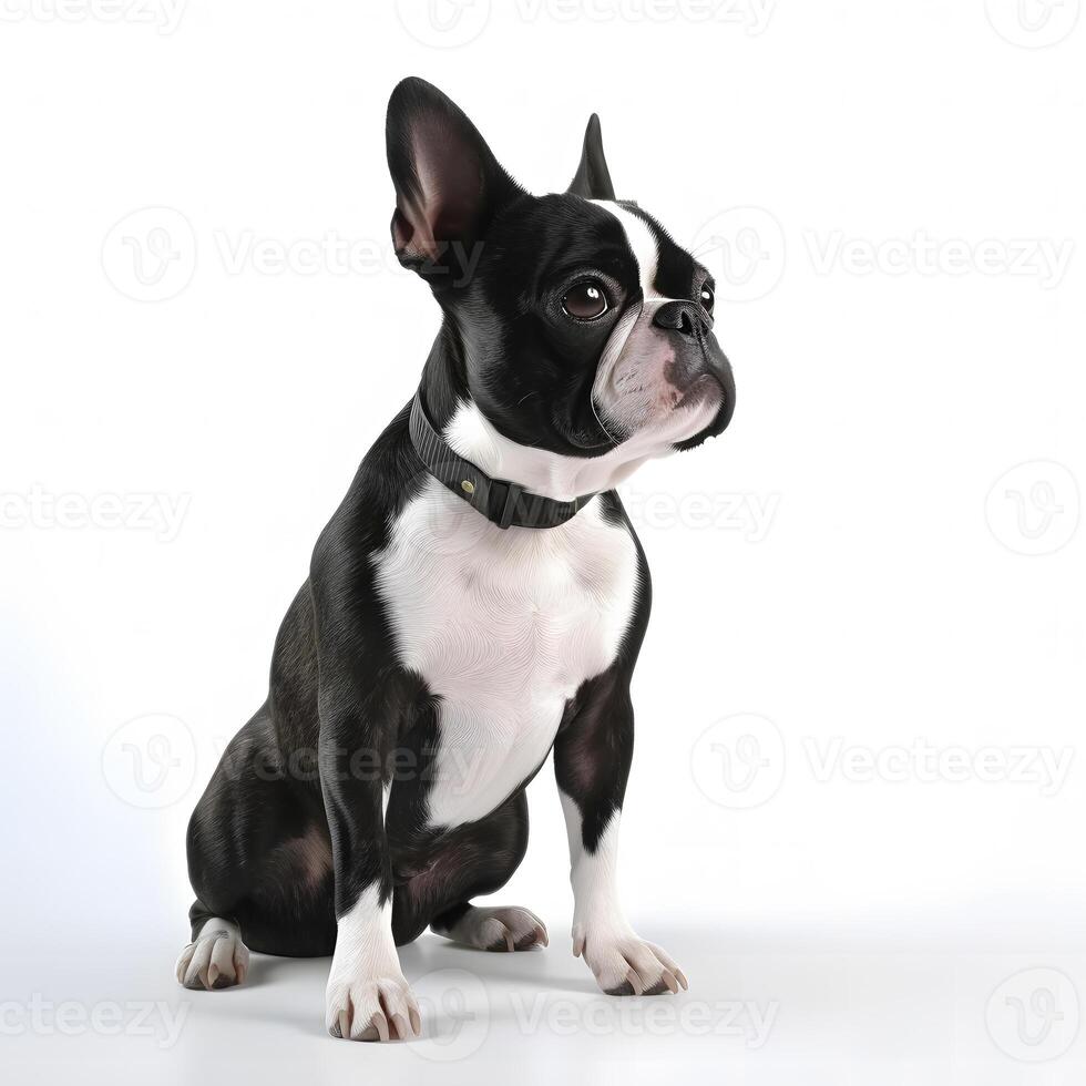 ai generativo boston terrier procriar cachorro isolado em uma brilhante branco fundo foto