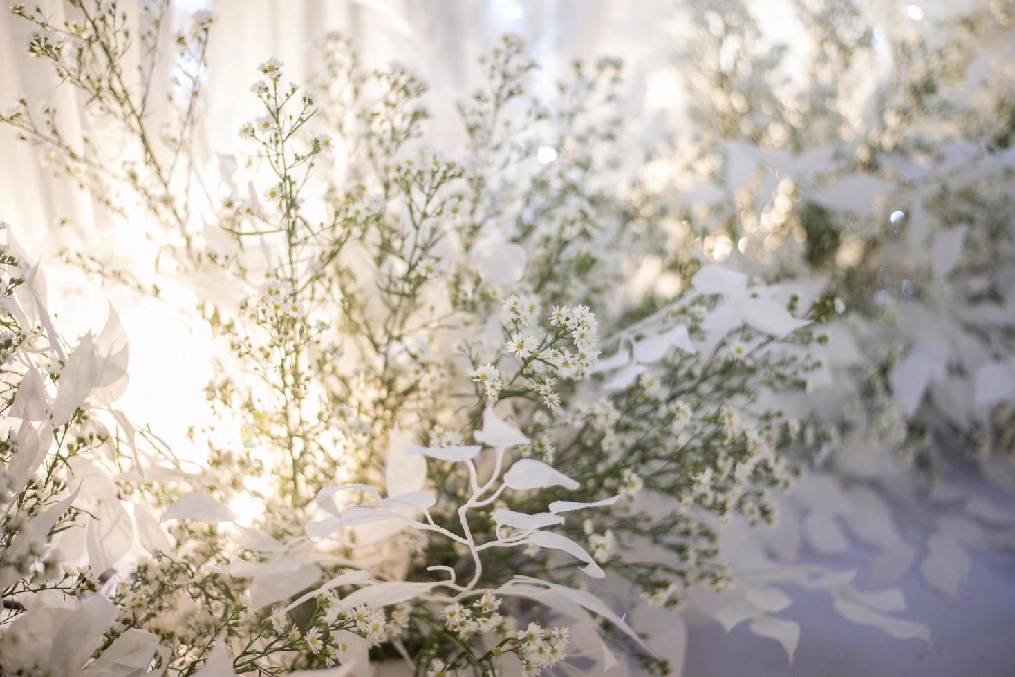 fundo e decoração de flores de casamento branco foto