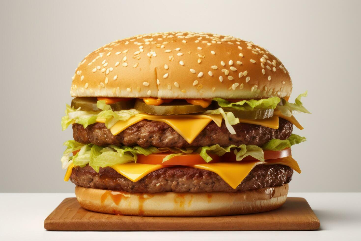 extra ampla Hamburger em uma branco fundo ai generativo foto