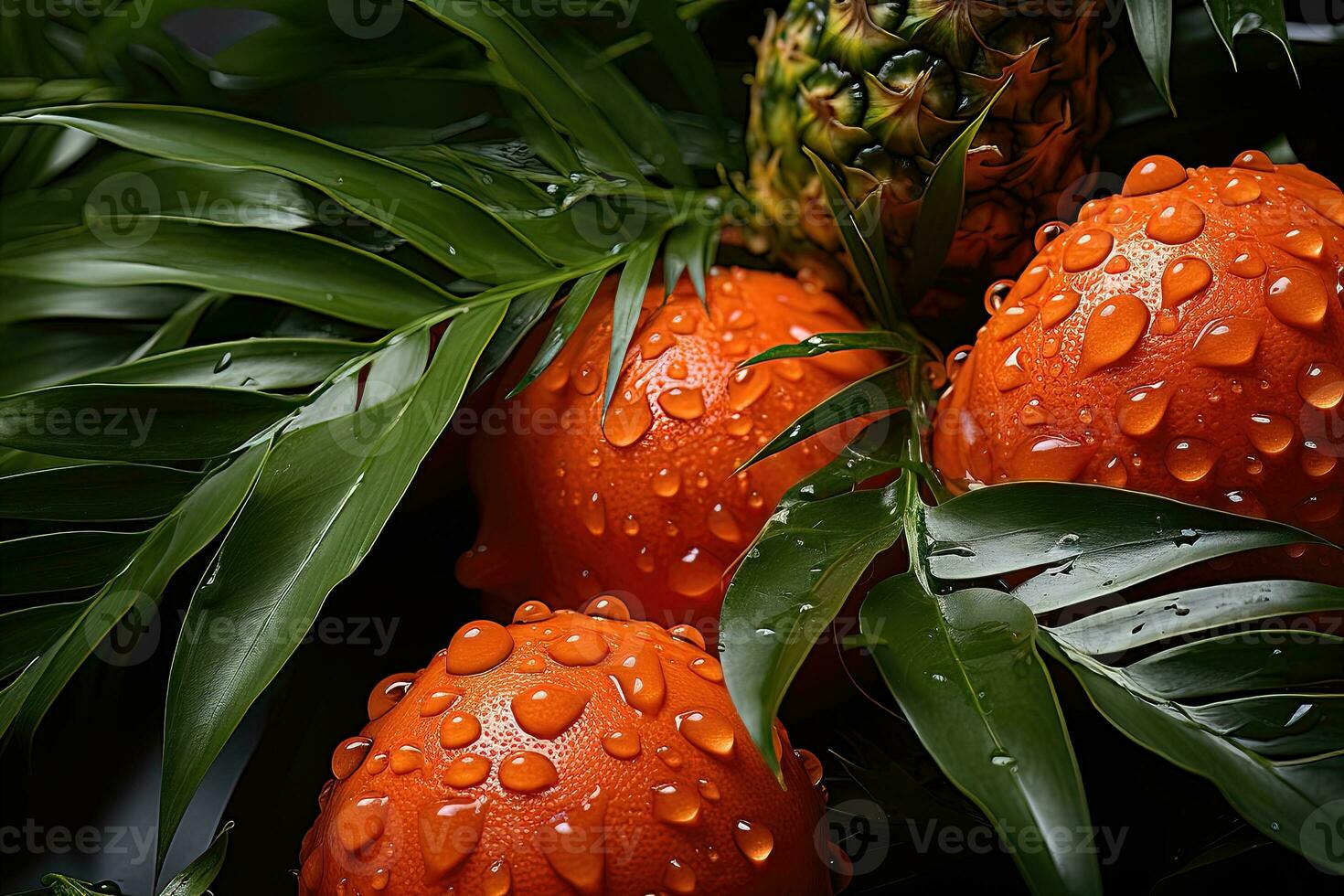 tropical frutas com água gotas - ai generativo foto