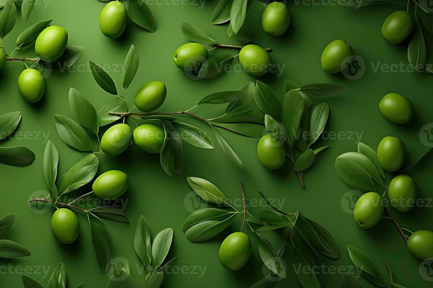 desatado padronizar com verde azeitonas com folhas fundo - ai generativo foto