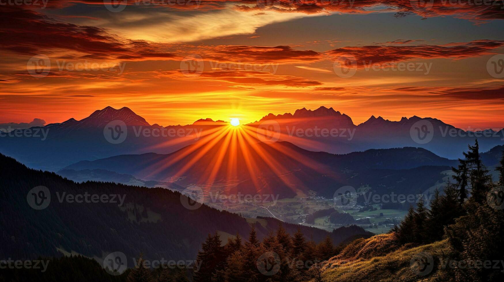 Alemanha s Wendelstein montanhas durante pôr do sol dentro bávara. silhueta conceito foto