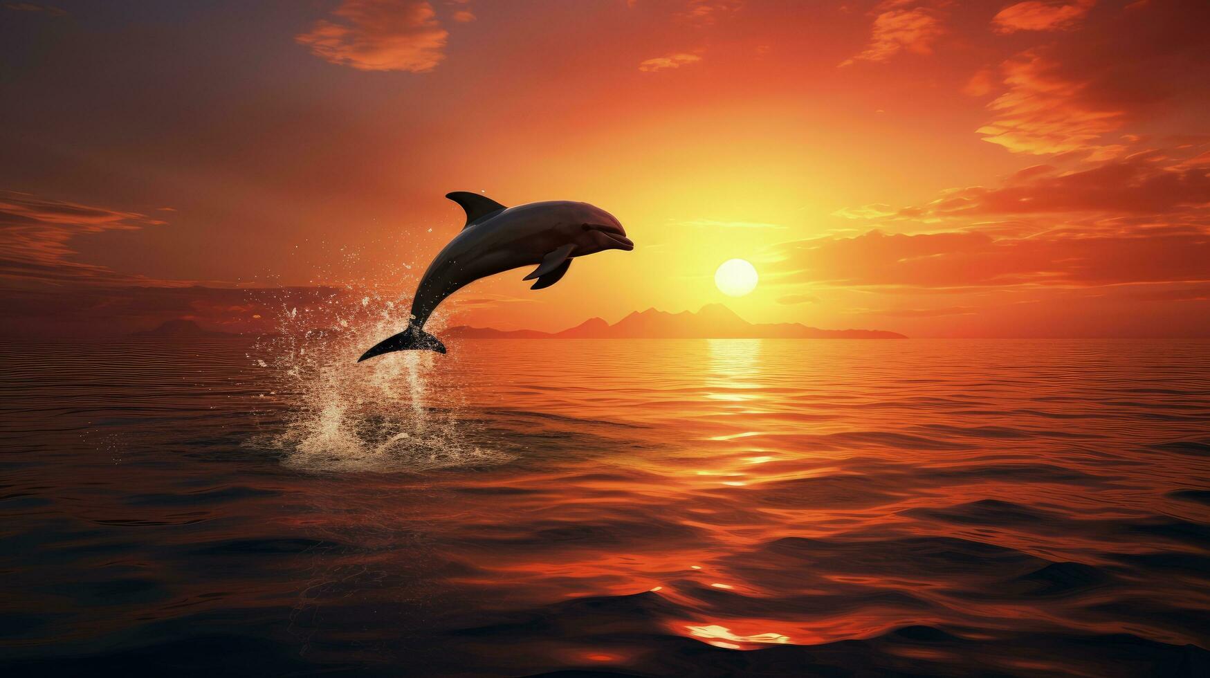 golfinho silhueta pulando a partir de mar com super lua nasa foto