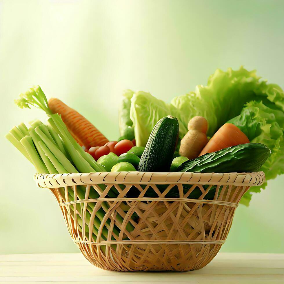 cesta e alguns legumes ai gerado imagem foto