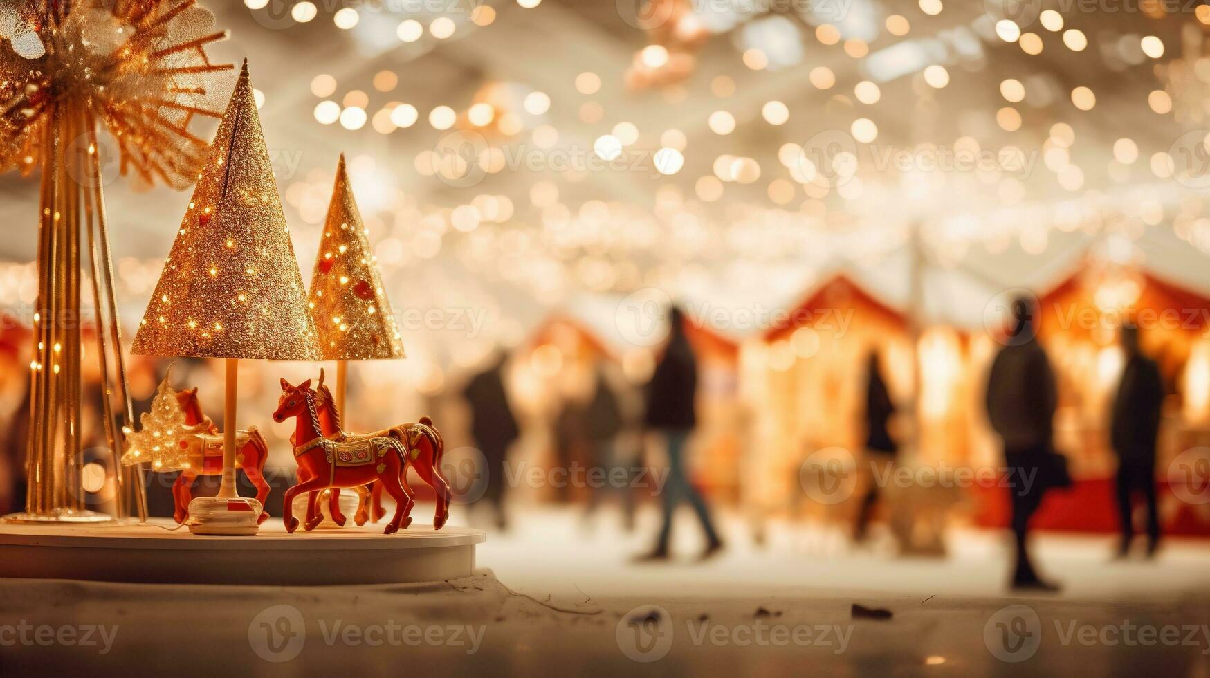 generativo ai, Natal justo borrado fundo, inverno rua mercado dentro Europa foto