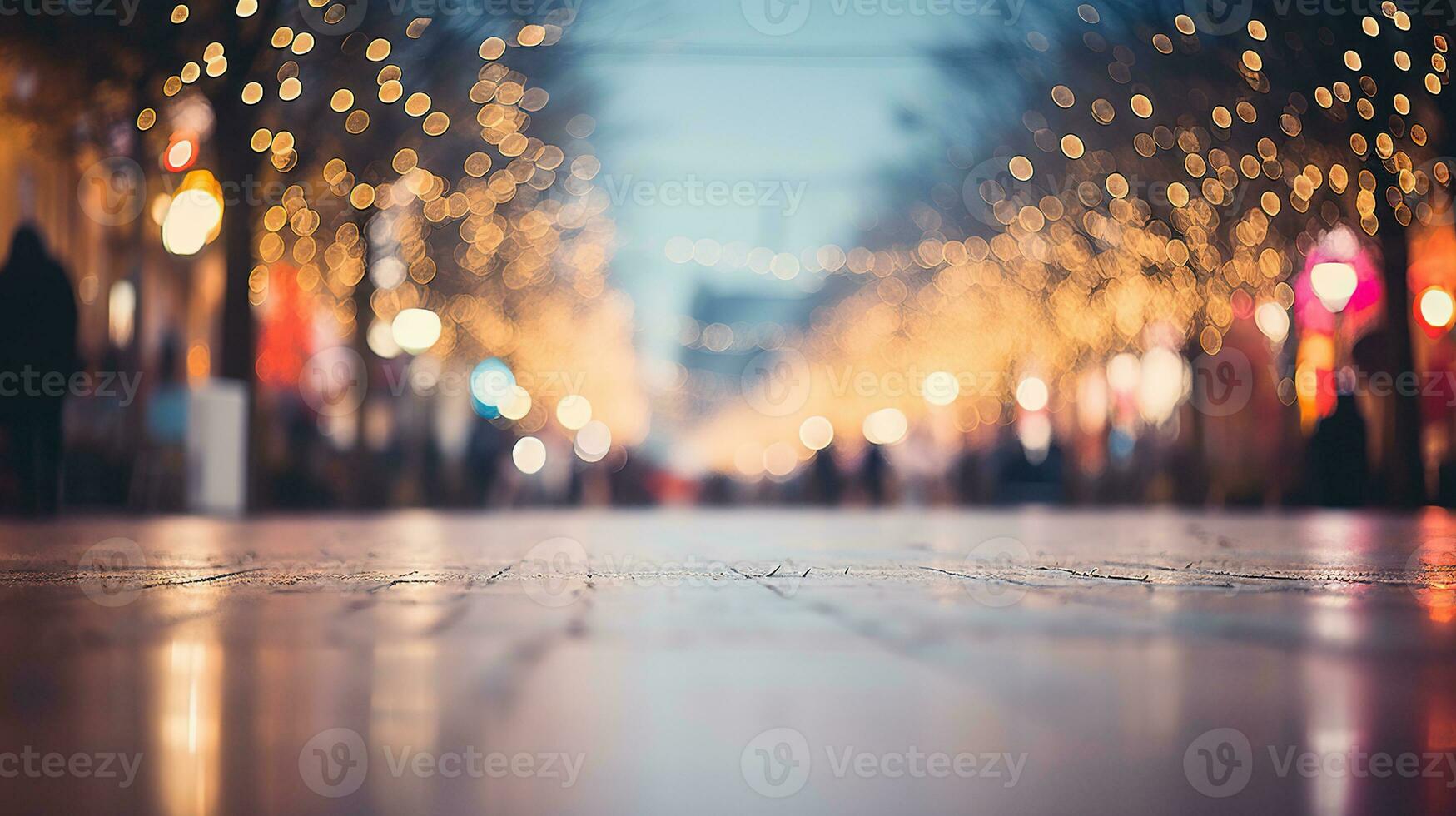 generativo ai, Natal justo borrado fundo, inverno rua mercado dentro Europa foto