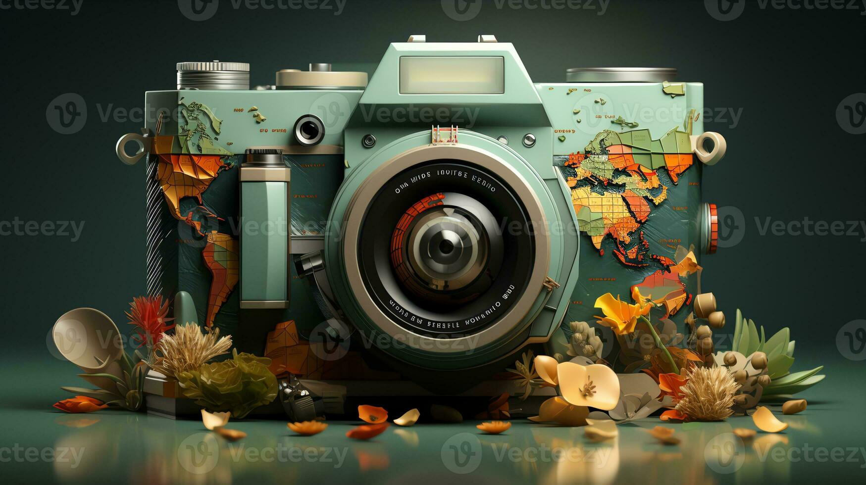 mundo dia fotografia terra globo dentro a forma do uma Câmera foto