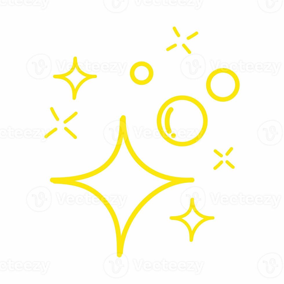 doodle conjunto de ícone de brilho de estrelas vetoriais, ícone de superfície limpa. estrelas de efeito de luz brilhante e explosão brilhante. isolado no fundo branco. ilustração vetorial foto