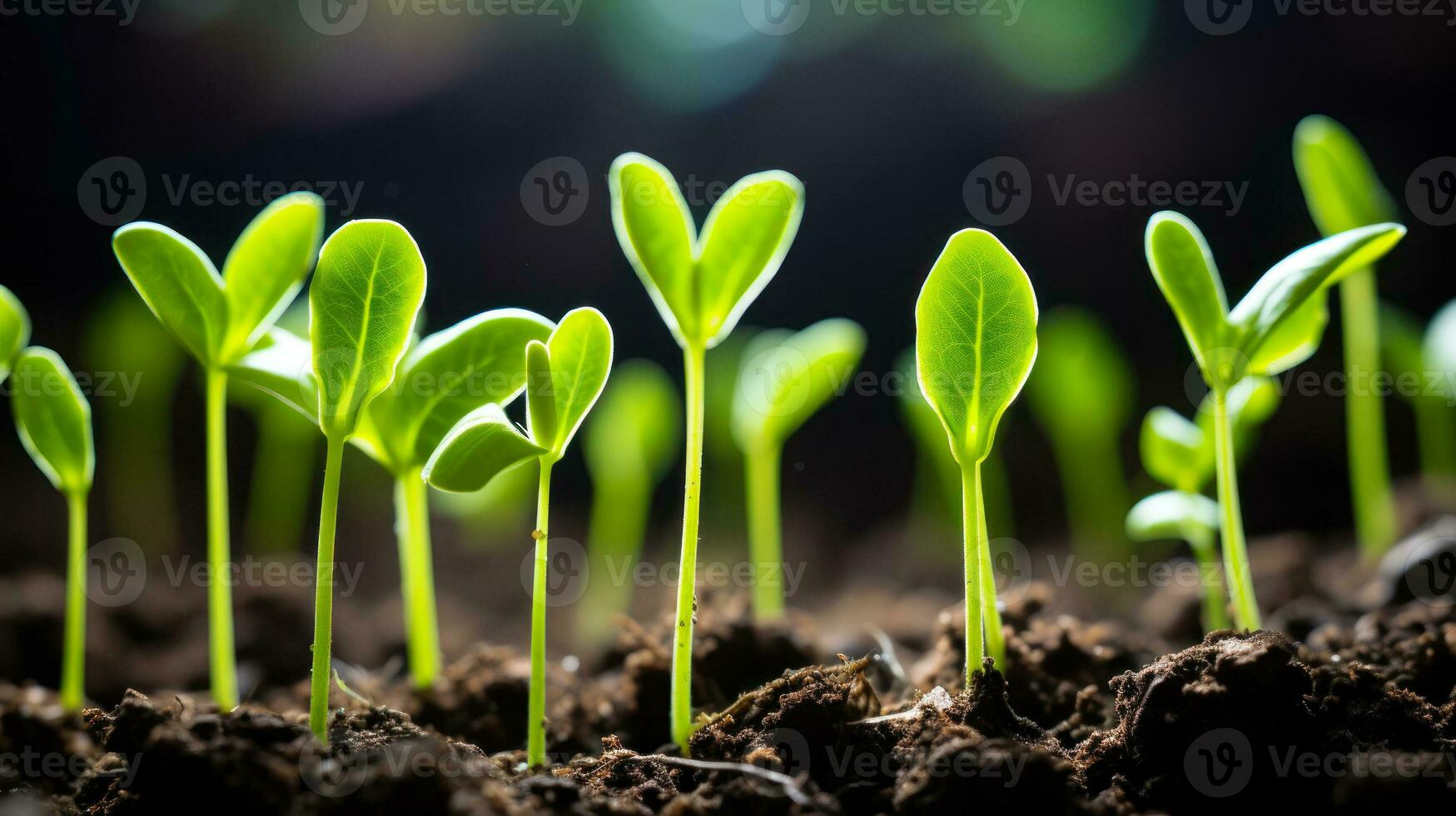 jovem brotos do verde plantas generativo ai foto