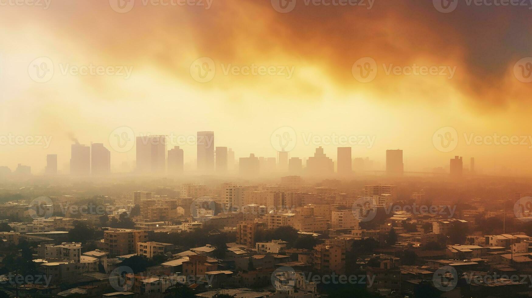 fogo perto dentro a cidade. fumaça e cheiro poluir generativo ai. foto