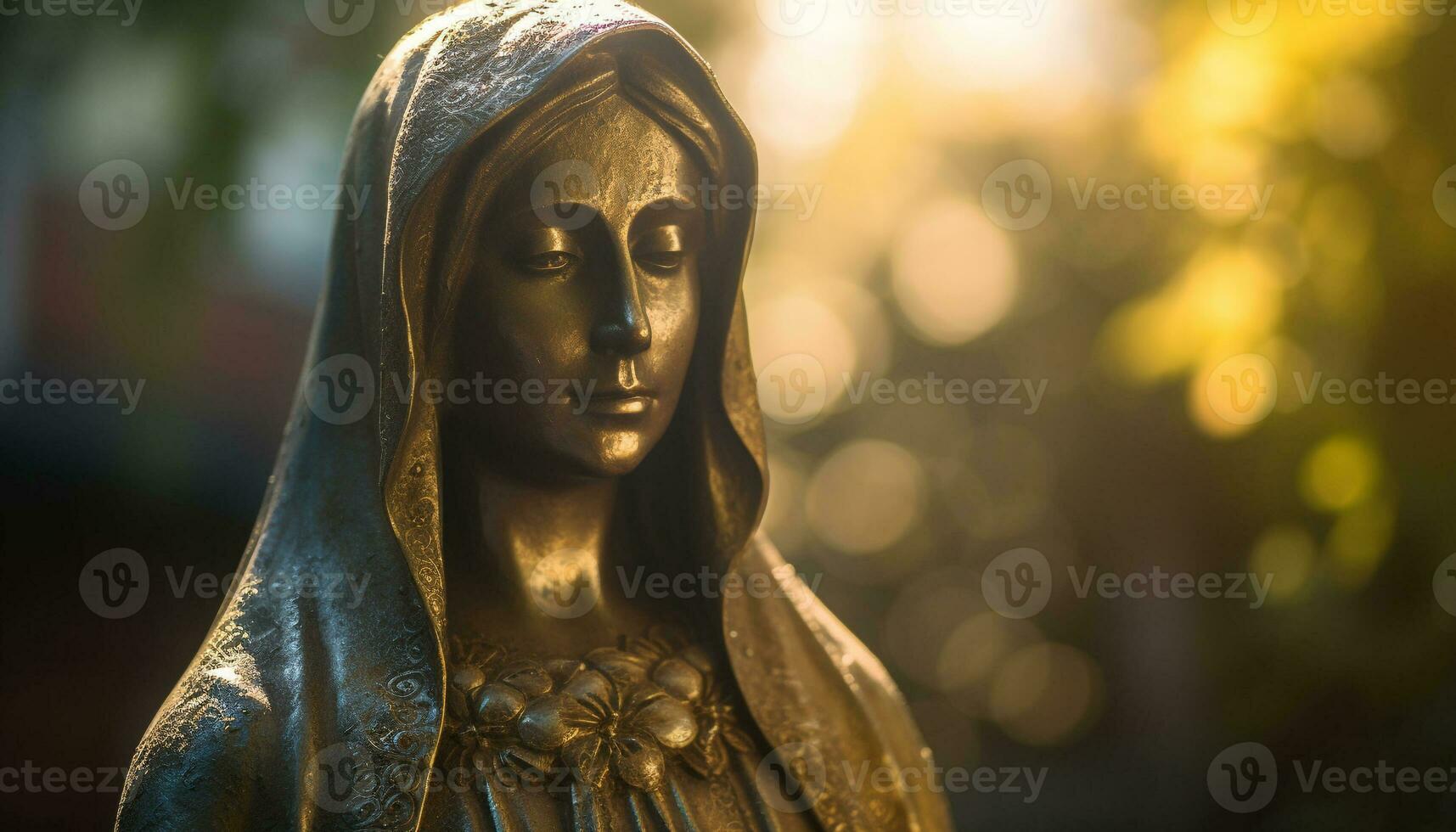 uma lindo estátua do uma Rezar mulher simboliza espiritualidade gerado de ai foto