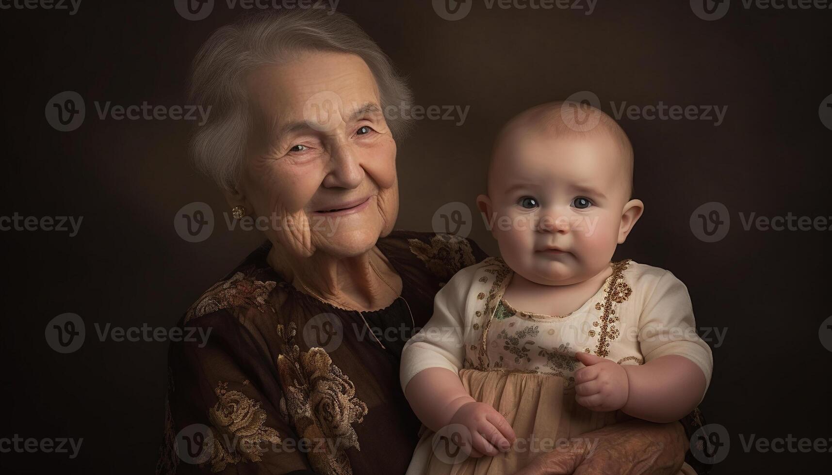 uma feliz multi geração família abraçando, sorridente, e olhando às Câmera gerado de ai foto