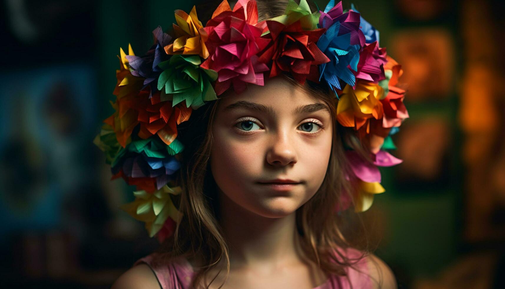 jovem mulher com Castanho cabelo sorridente, olhando às Câmera gerado de ai foto