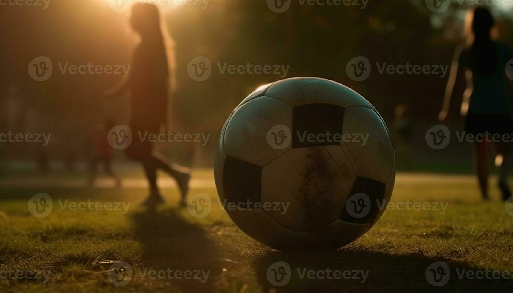 jovem adulto segurando futebol bola, jogando futebol em Relva campo gerado de ai foto