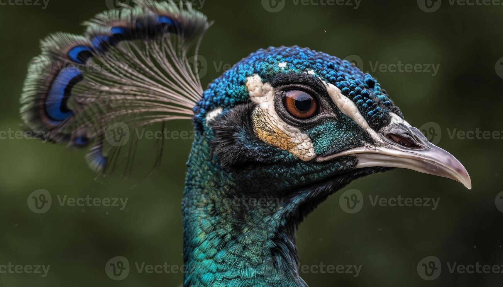 majestoso pavão monitores vibrante cores dentro natureza elegante retrato gerado de ai foto