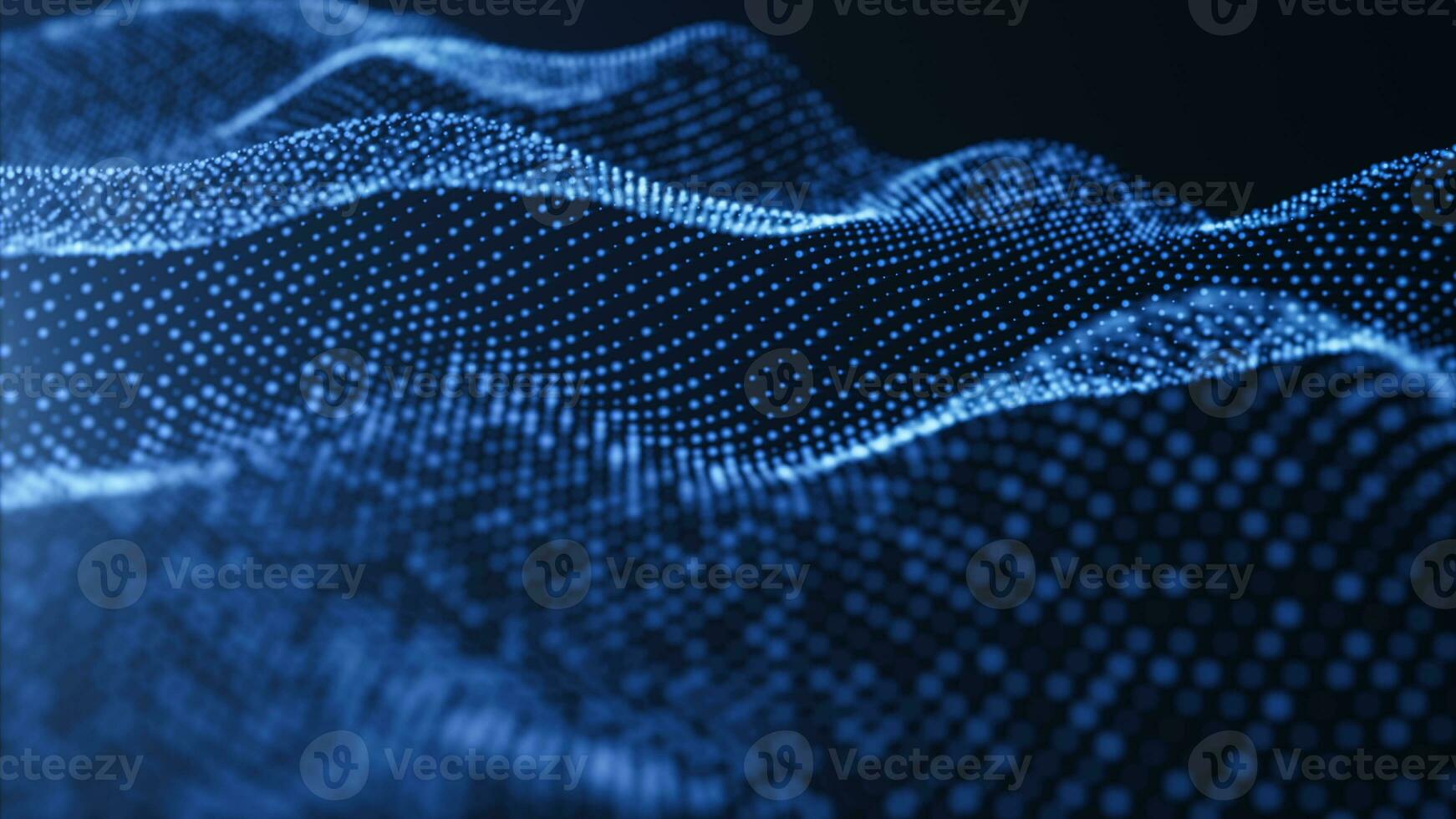 digital azul onda partículas fundo, 3d Renderização. foto