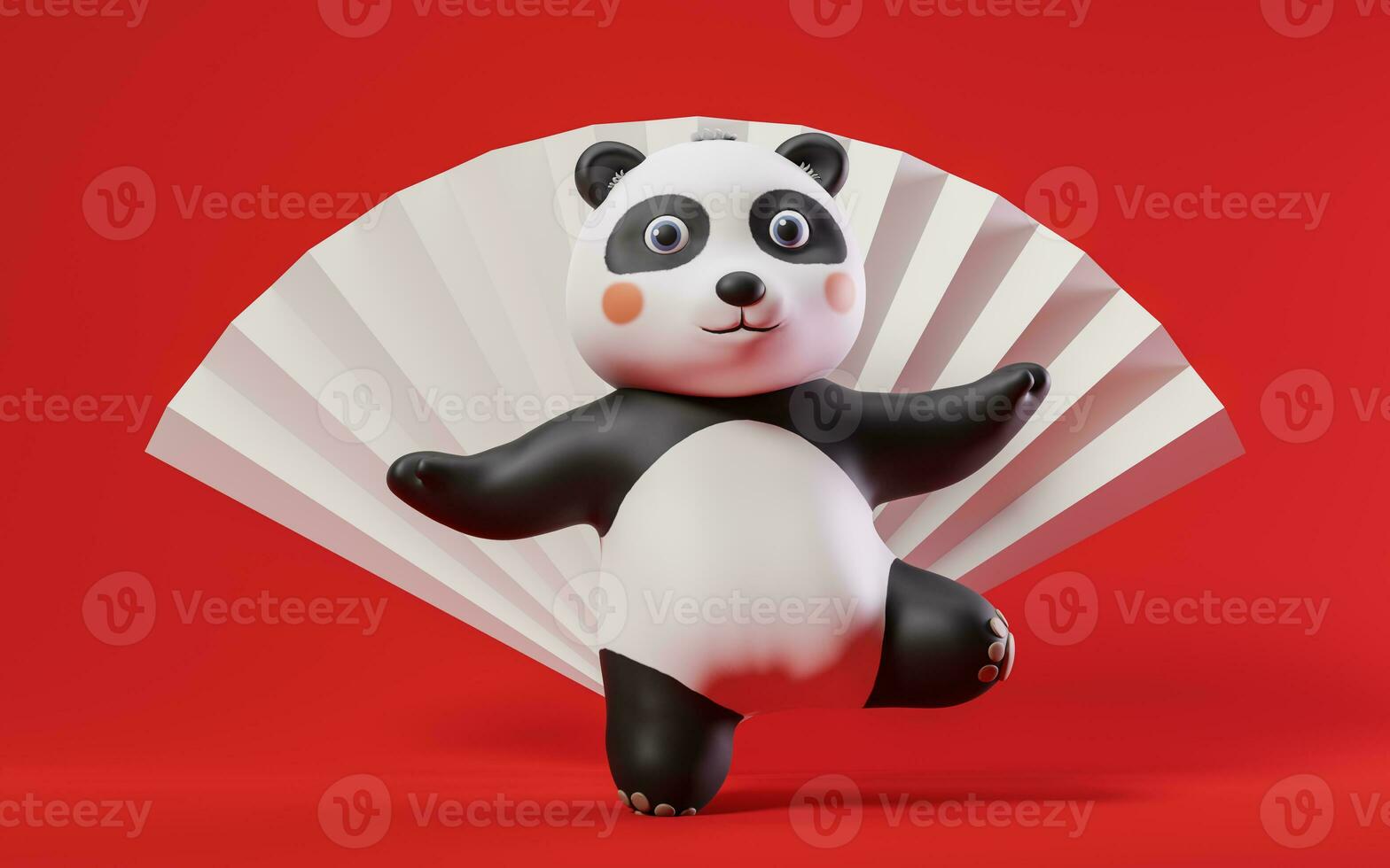 panda com desenho animado estilo, 3d Renderização. foto