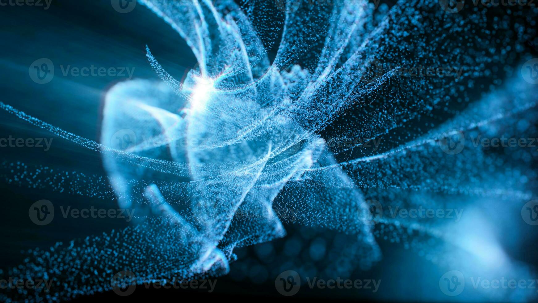abstrato azul onda partículas, 3d Renderização. foto
