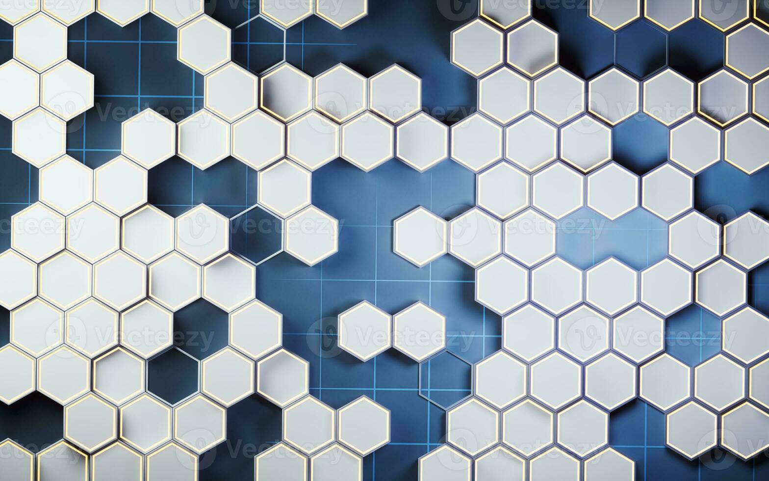 metálico hexágono material fundo, 3d Renderização. foto