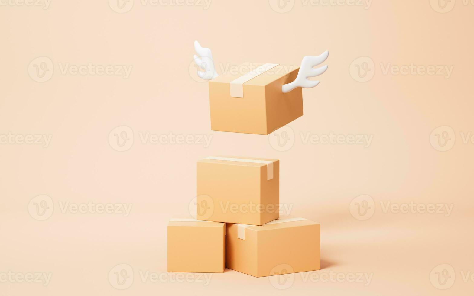 papel caixa com logística e armazenamento conceito, 3d Renderização. foto