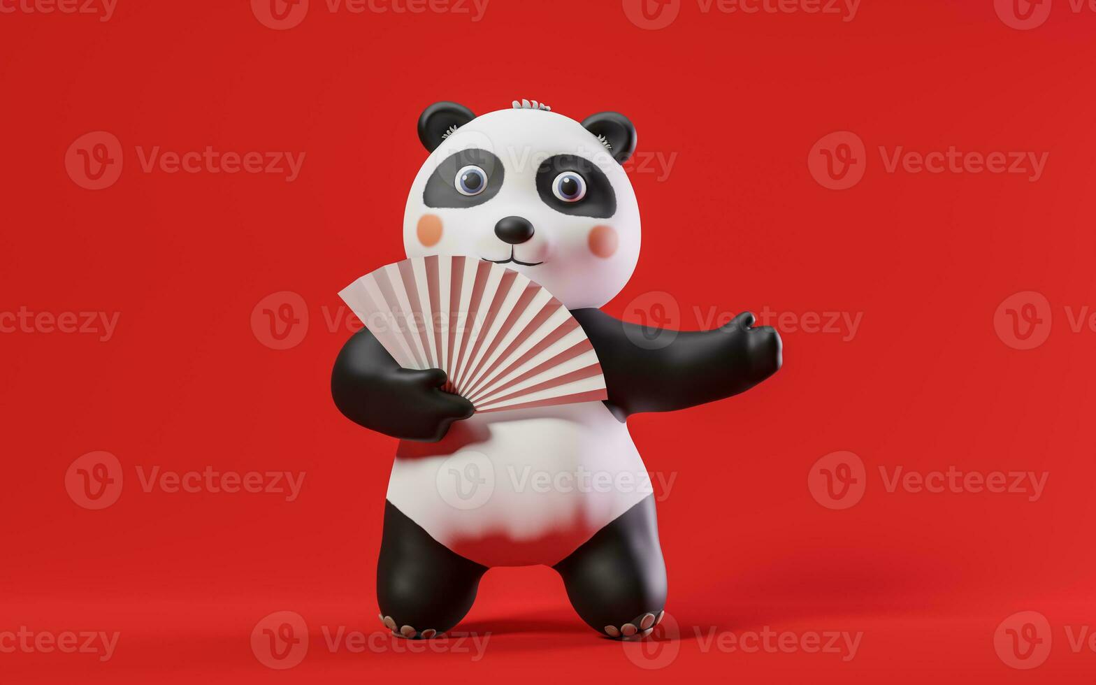 panda com desenho animado estilo, 3d Renderização. foto