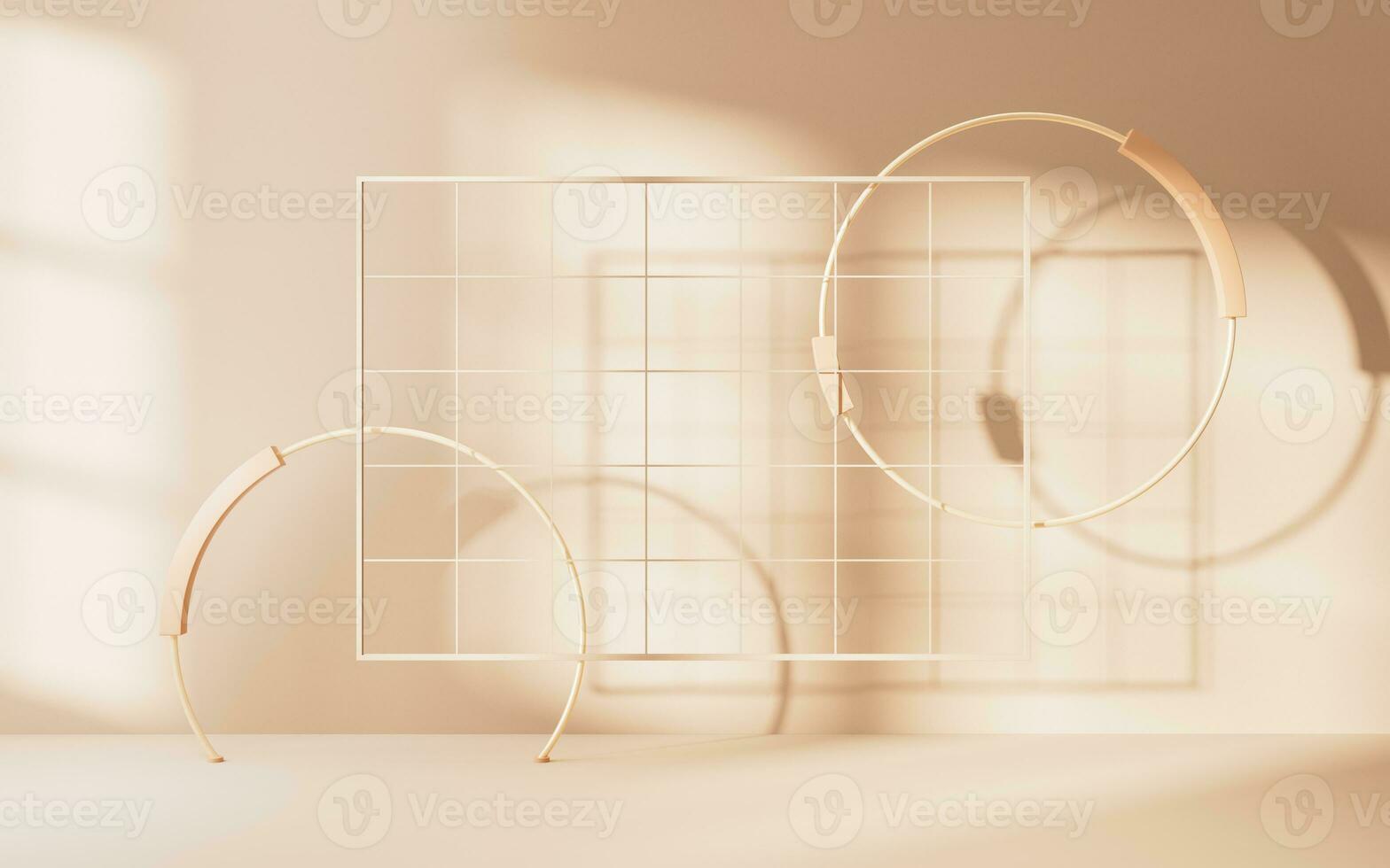 esvaziar quarto com geometria formas, 3d Renderização. foto