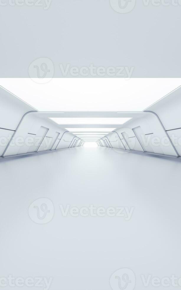 esvaziar branco túnel com futurista estilo, 3d Renderização. foto