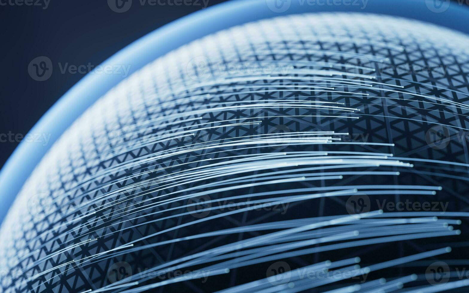digital esfera com brilhando linhas estrutura, 3d Renderização. foto