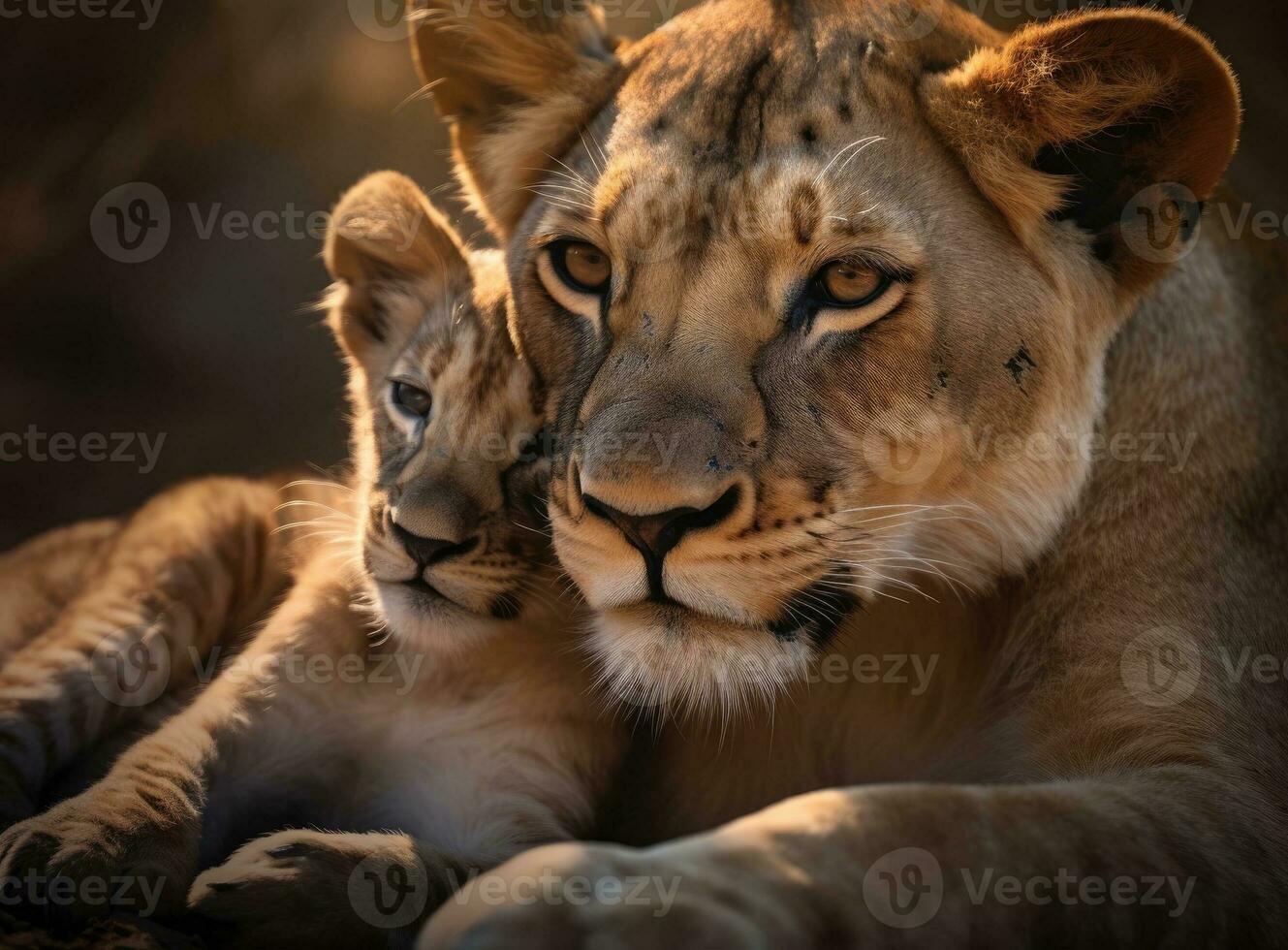 mãe e dela filhote relaxante em uma simples. foto