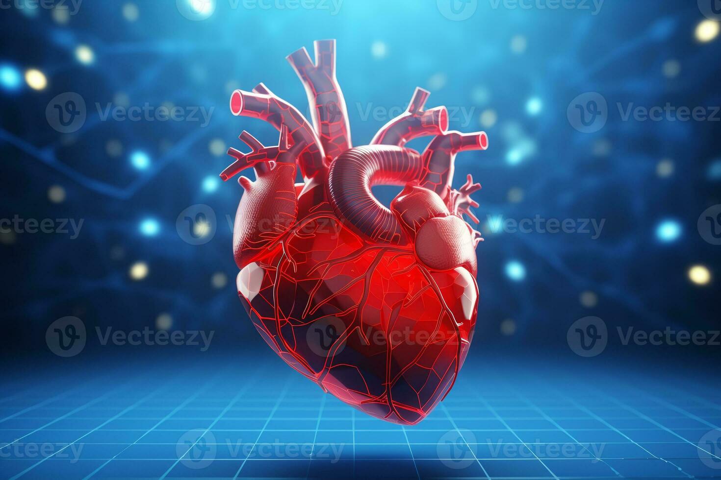 anatomia do humano coração em médico fundo. ai generativo foto