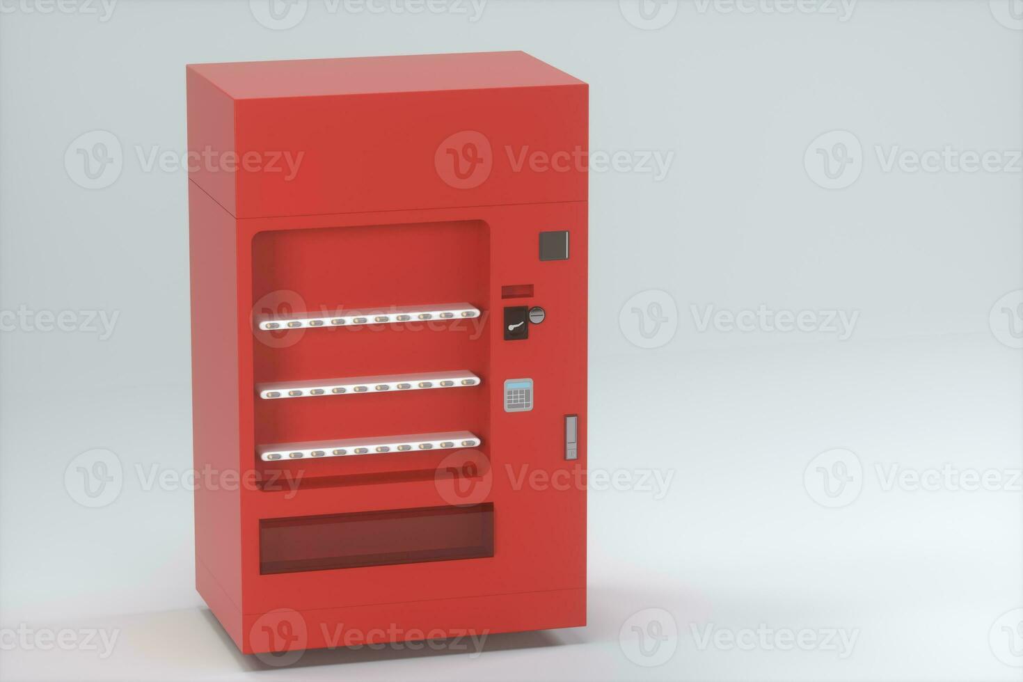 a vermelho modelo do vending máquina com branco fundo, 3d Renderização. foto
