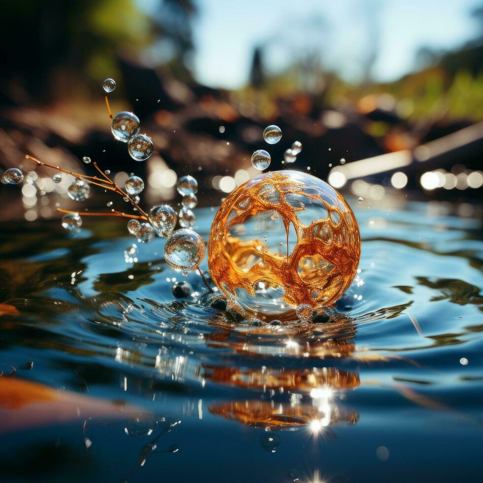 cristal bola em a água foto
