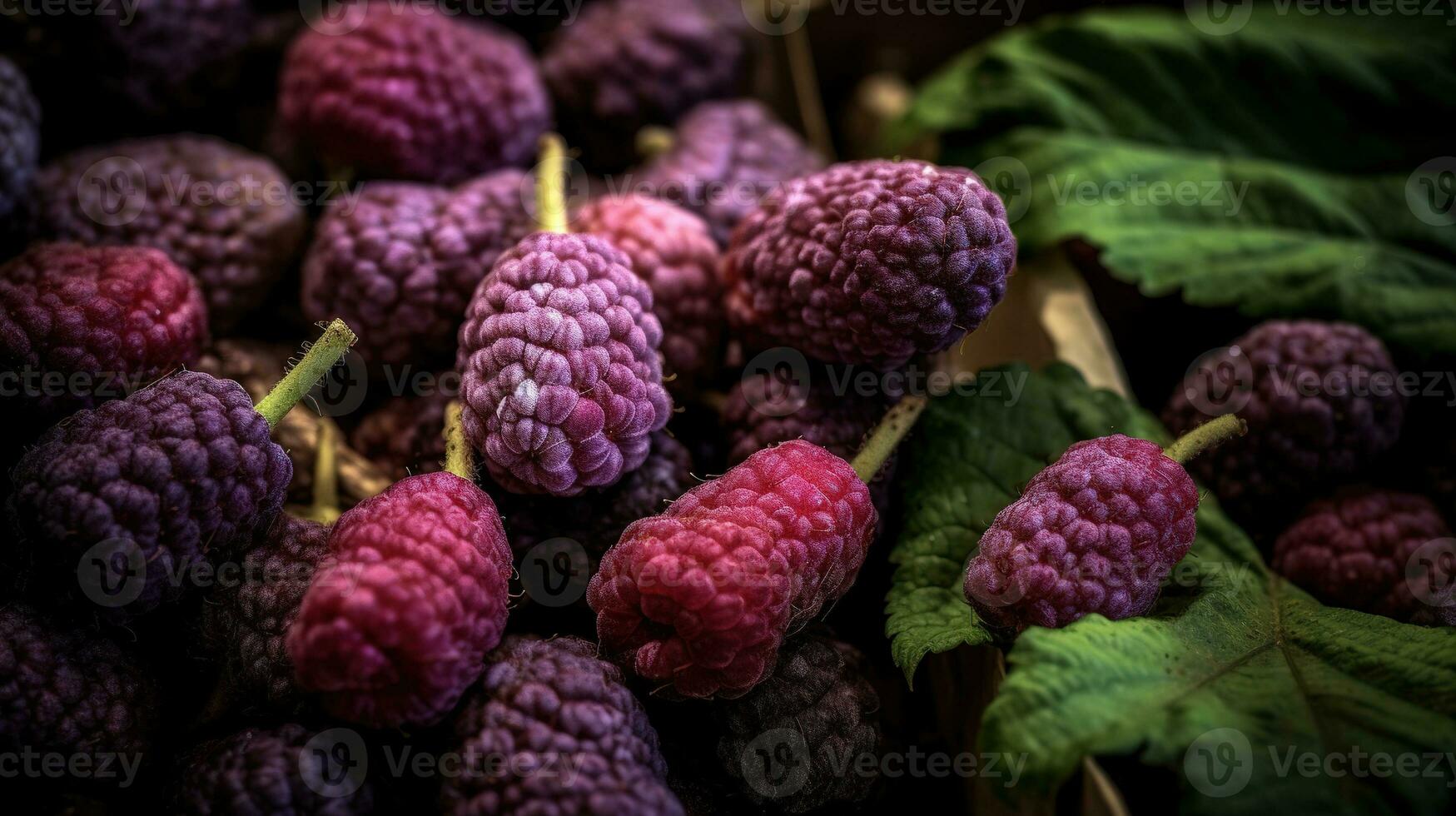 realista foto do uma grupo do amoras. topo Visão fruta cenário. ai gerado