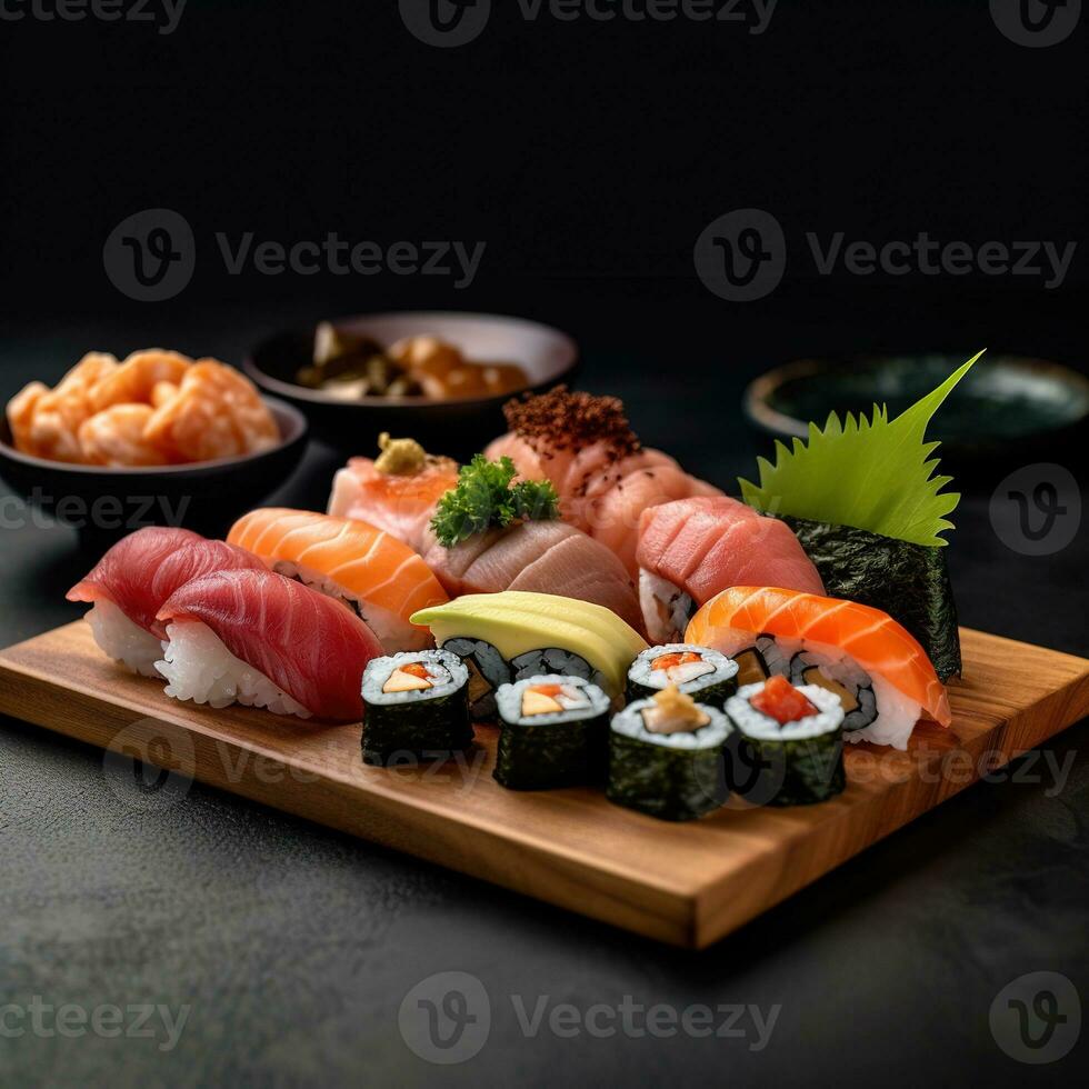 realista foto do Sushi. fechar-se Comida fotografia. ai gerado